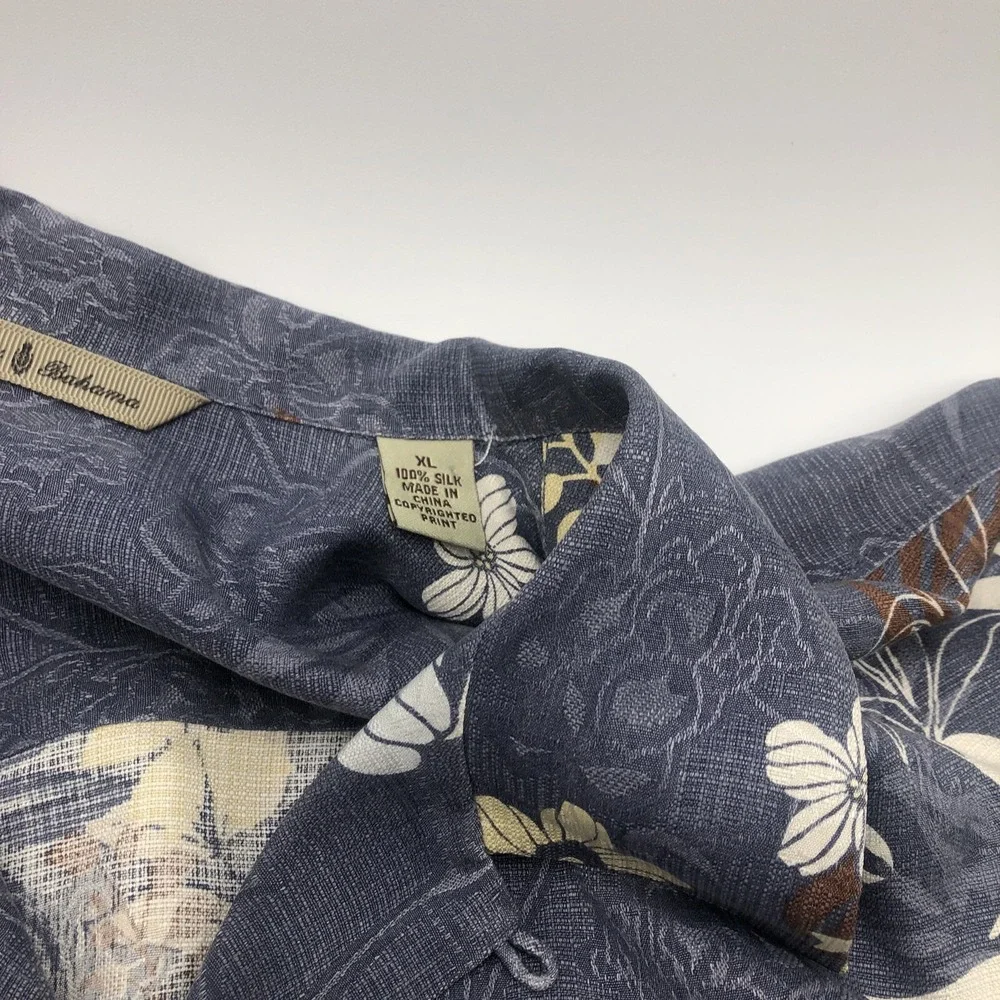 Tommy Bahama Silk Shirt Men's XXL‎ Floral Palm Hawaiian Tropical Short Sleeve